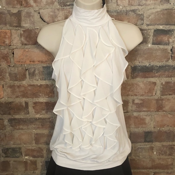 The Limited Tops - The Limited white ruffle halter top